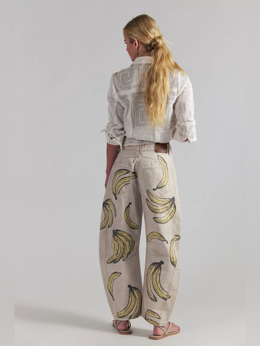 NWOT! Free People Good Luck Printed Barrel Jeans Sz 25/27/28 - Picture 3 of 5